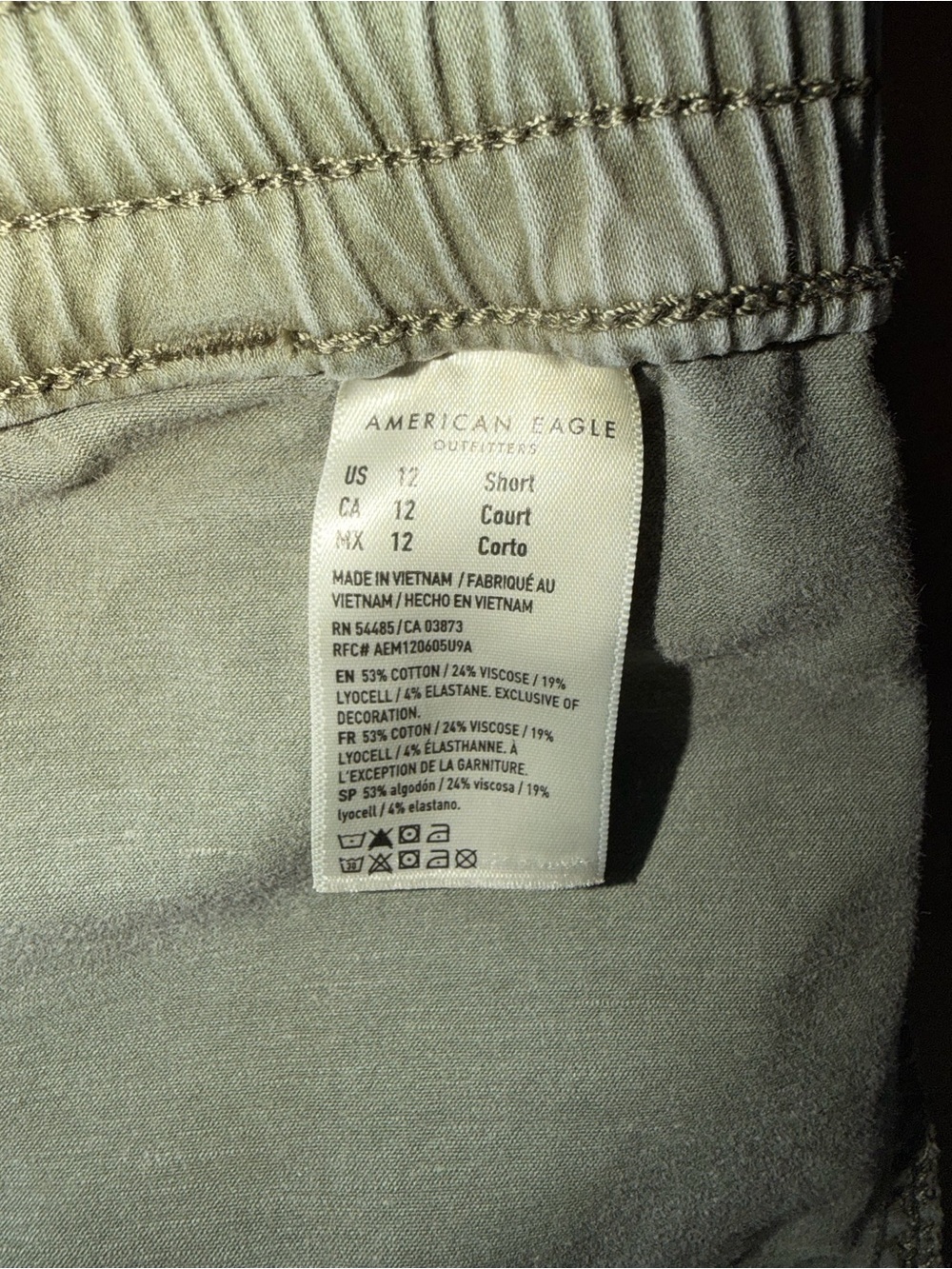 American Eagle Size 12 Short Green Utility Cargo Jogger Pants Stretch Drawstring - Picture 12 of 15